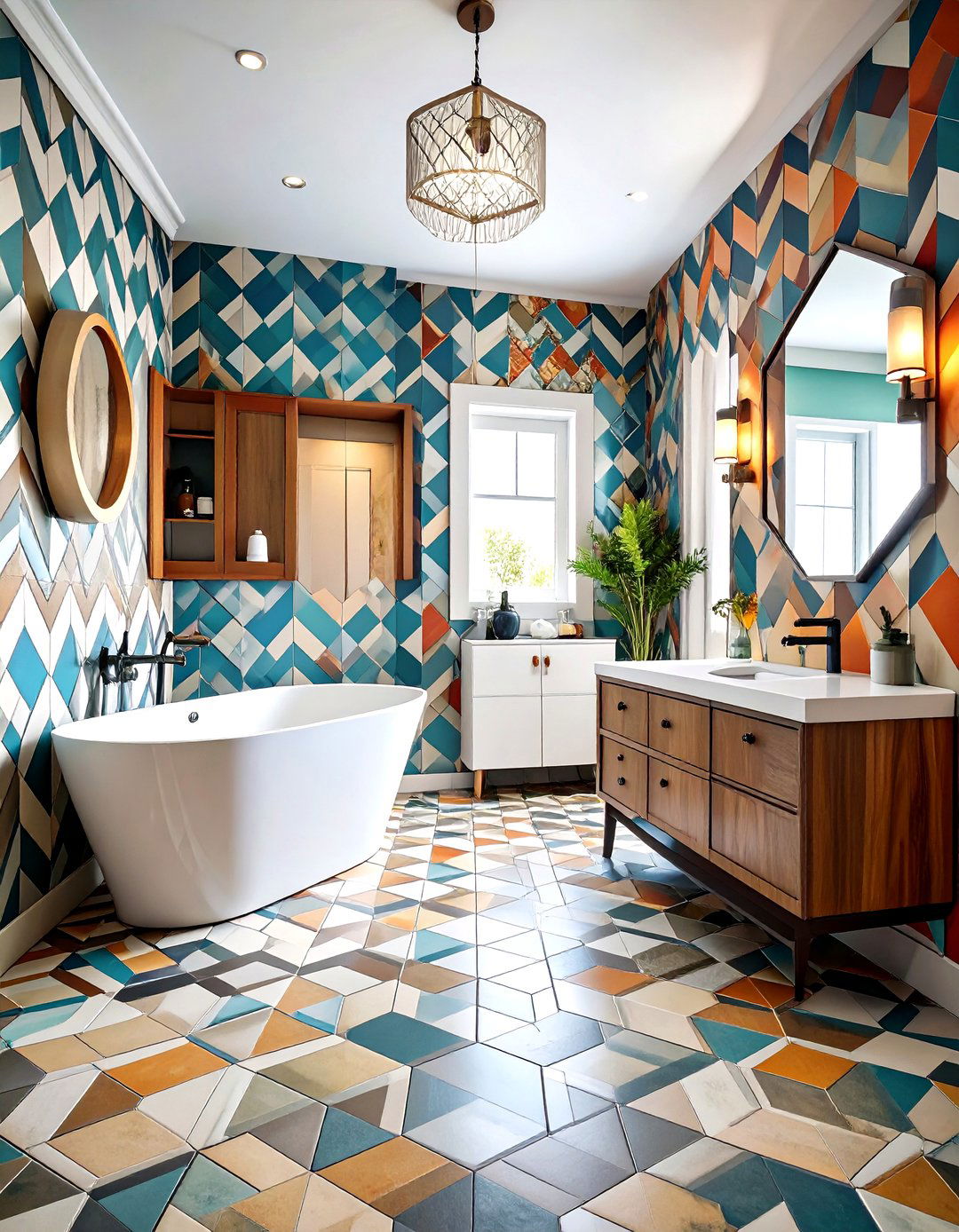 Modern Geometric Pattern and Texture Bathroom - 20 Modern Bathroom Decor Ideas