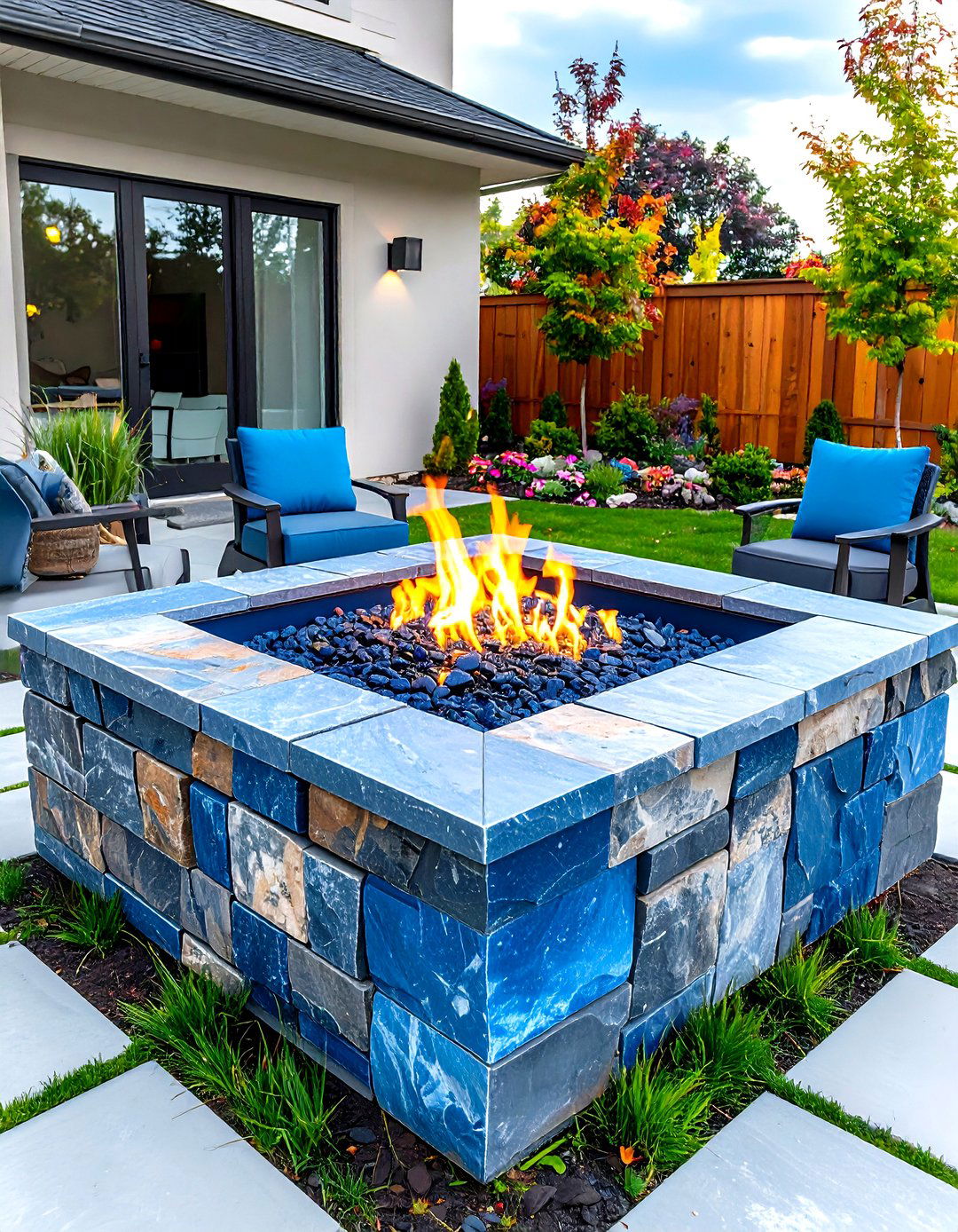 Modern Geometric Rock Fire Pit Design - 20 Rock Fire Pit Ideas