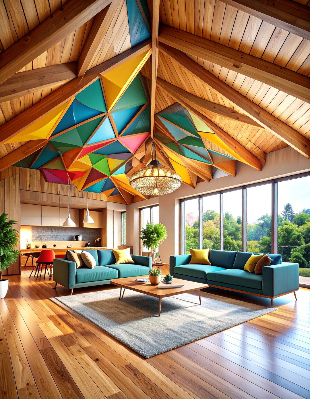 Modern Geometric Wood Plank Ceiling Innovation - 20 Wood Plank Ceiling Ideas