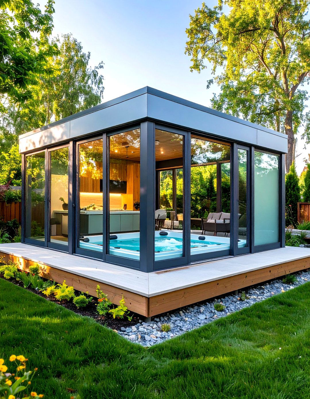 Modern Glass Hot Tub Enclosure - 20 Hot Tub Enclosure Ideas