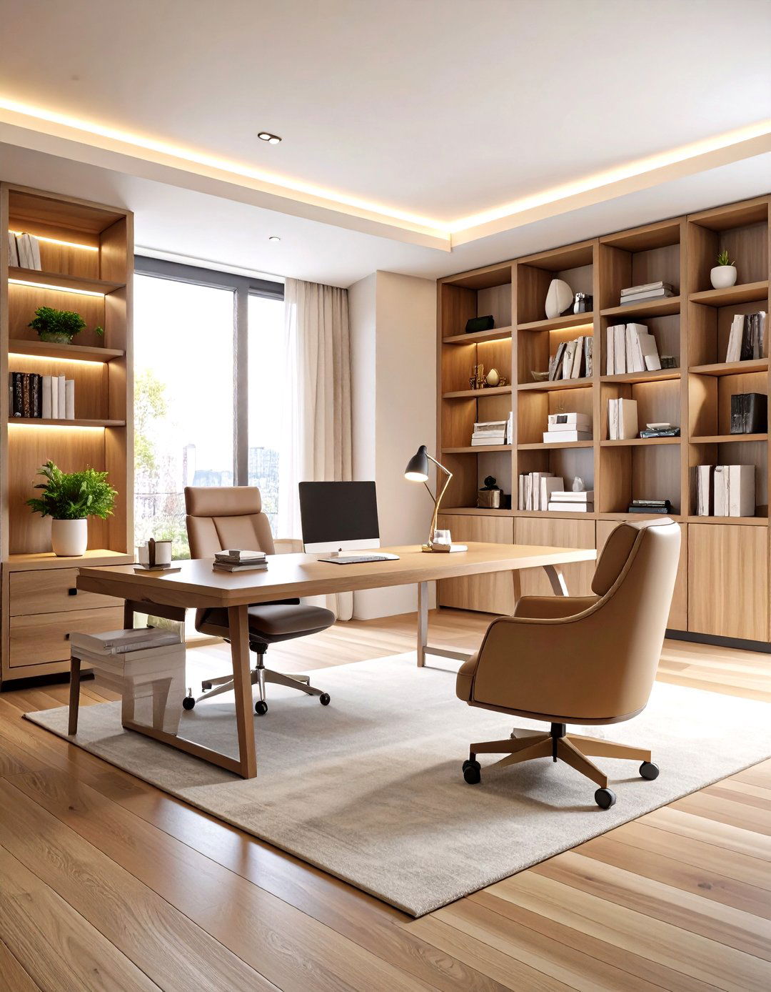 Modern Home Office with Reading Nook - 20 Modern Home Office Ideas