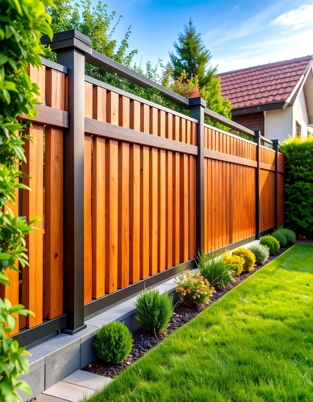 Modern Horizontal Slat Corner Fence Design - 20 Corner Fence Ideas