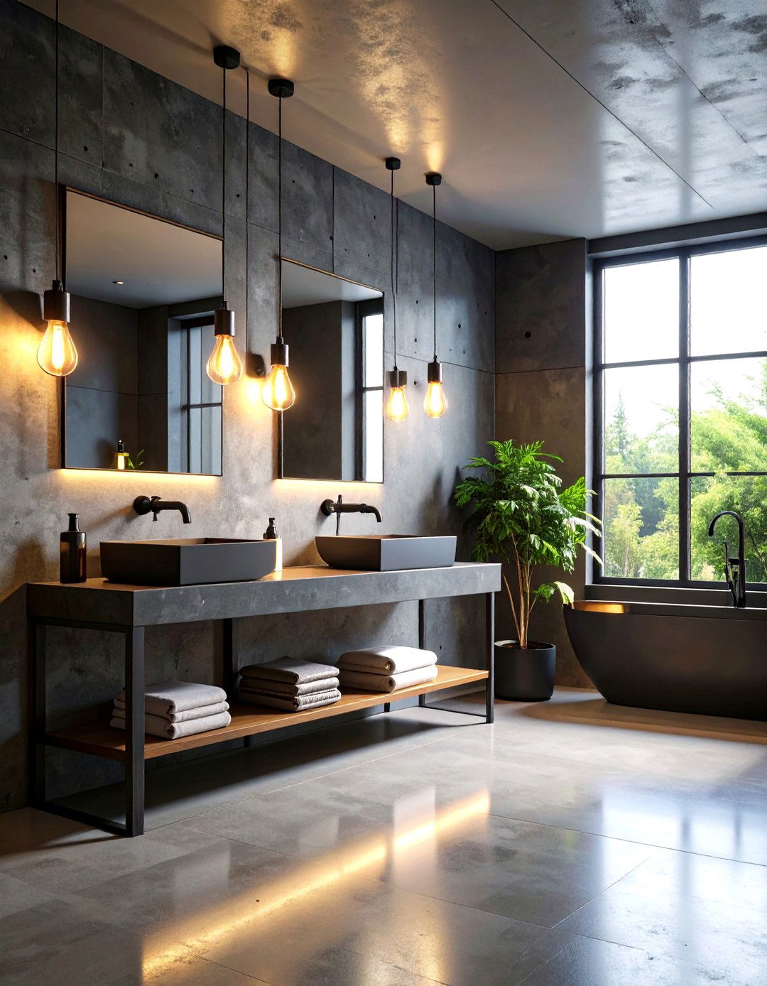 Modern Industrial Black Fixture Bathroom Design - 20 Modern Bathroom Decor Ideas