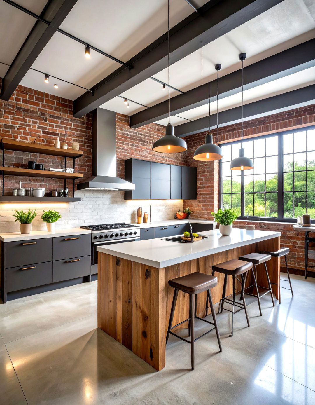 Modern Industrial Kitchen with Exposed Raw Materials - 20 Modern Kitchen Ideas