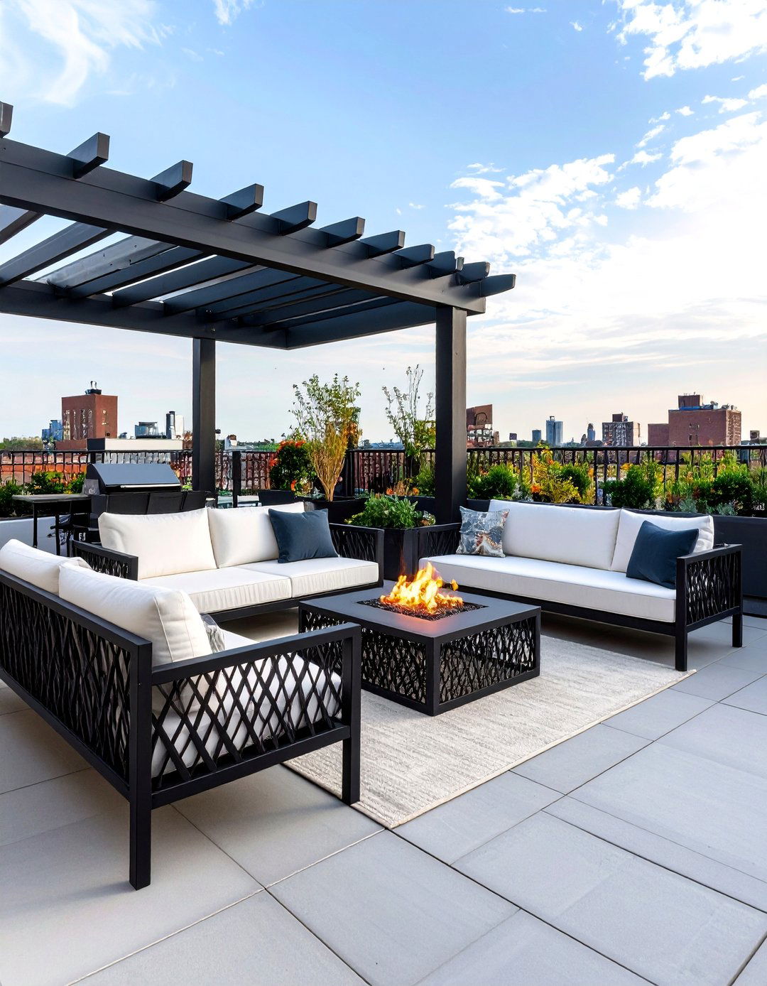 Modern Industrial Metal Grid Furniture - 20 Black and White Patio Ideas