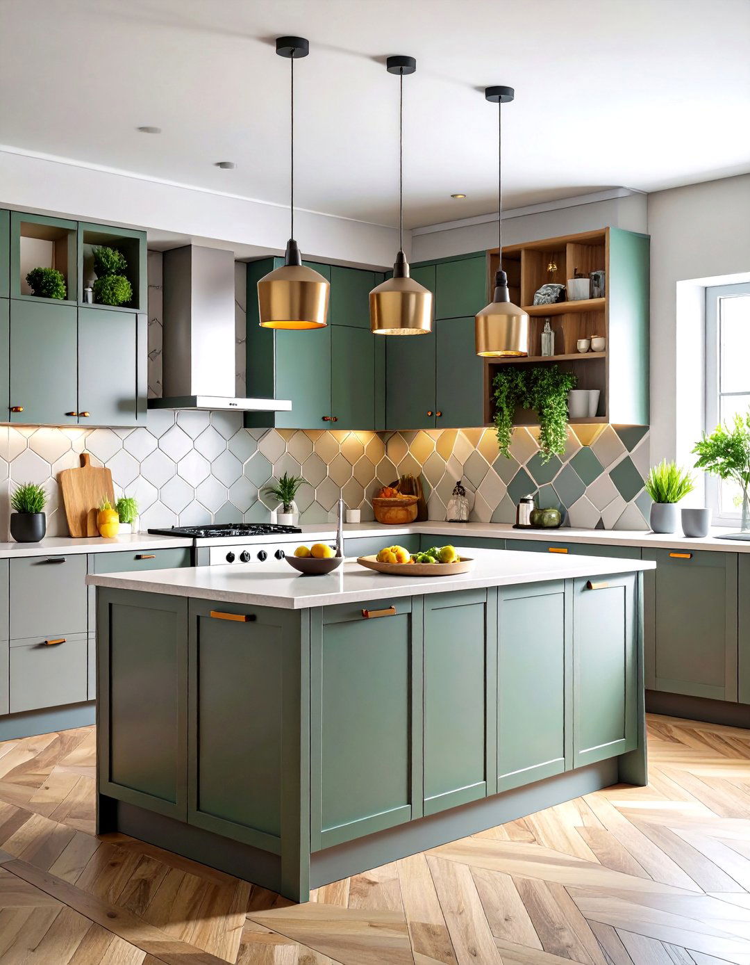 Modern Kitchen Backsplash Geometric Pattern Arrangement - 20 Modern Kitchen Backsplash Ideas