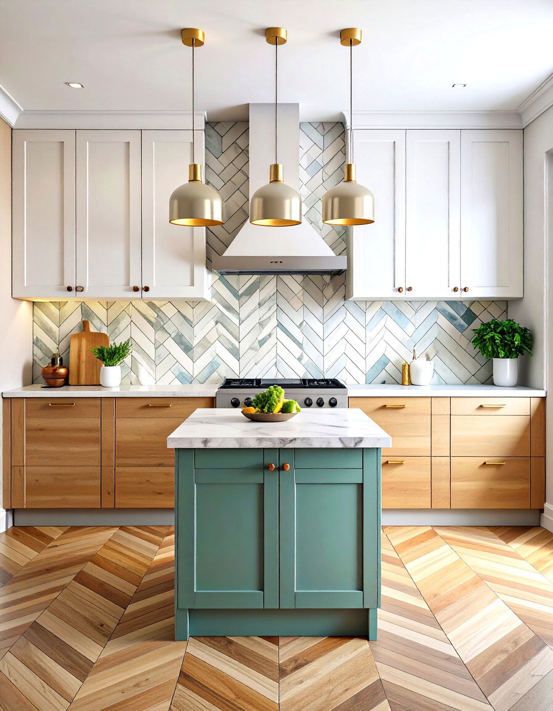 Modern Kitchen Backsplash Herringbone Pattern Design - 20 Modern Kitchen Backsplash Ideas