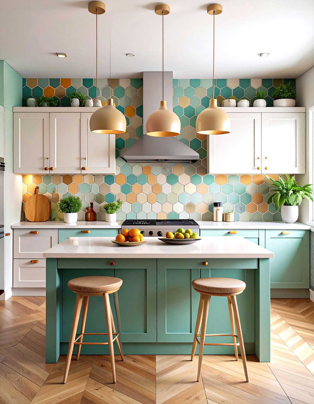Modern Kitchen Backsplash Penny Tile Circle Pattern - 20 Modern Kitchen Backsplash Ideas
