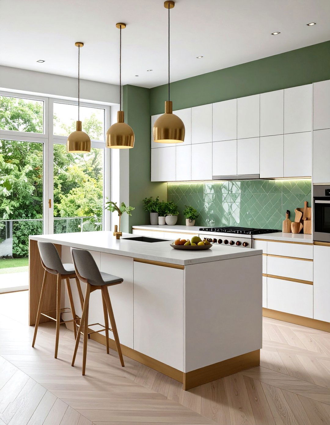 Modern Kitchen With Green Backsplash Large Format Tiles - 20 Kitchen With Green Backsplash Ideas