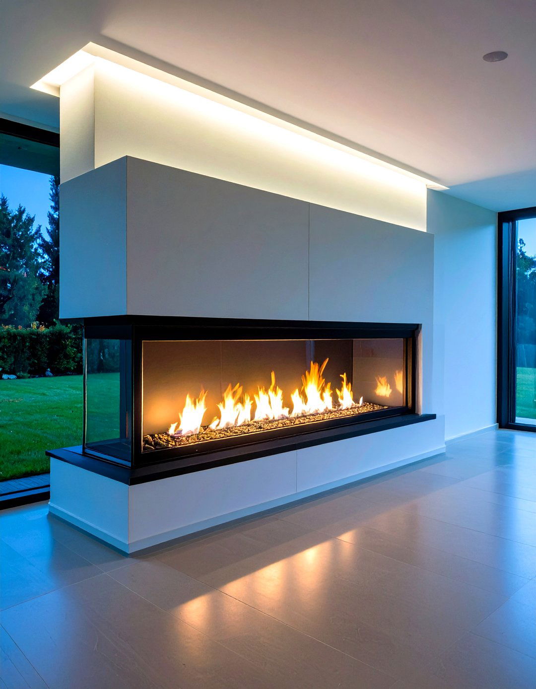Modern Linear Basement Fireplace - 20 Basement Fireplace Ideas