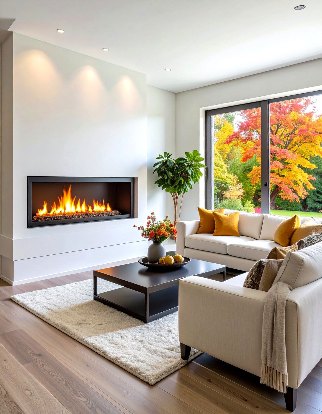 Modern Linear Corner Gas Fireplace with Clean Lines - 20 Corner Gas Fireplace Ideas