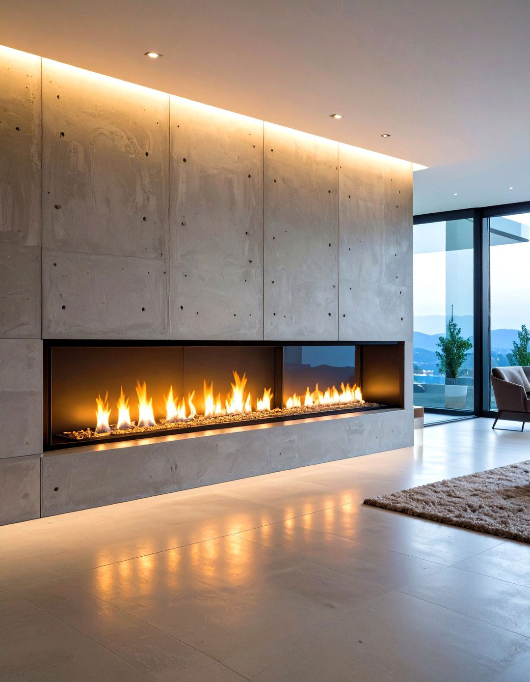 Modern Linear Gas Insert - 20 Sunroom With Fireplace Ideas