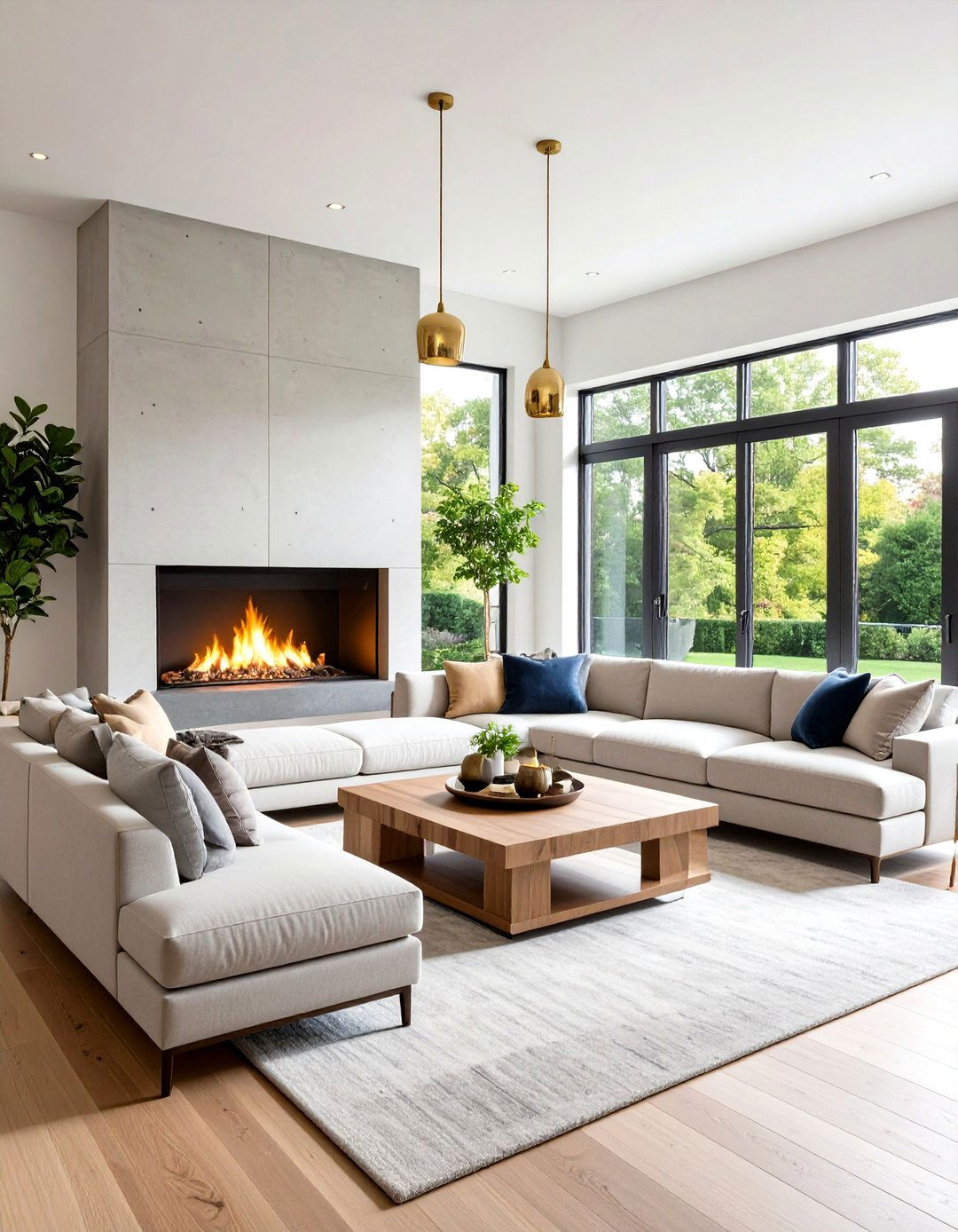 Modern Linear Sectional Fireplace Design - 20 Living Room Ideas With Sectionals and Fireplace