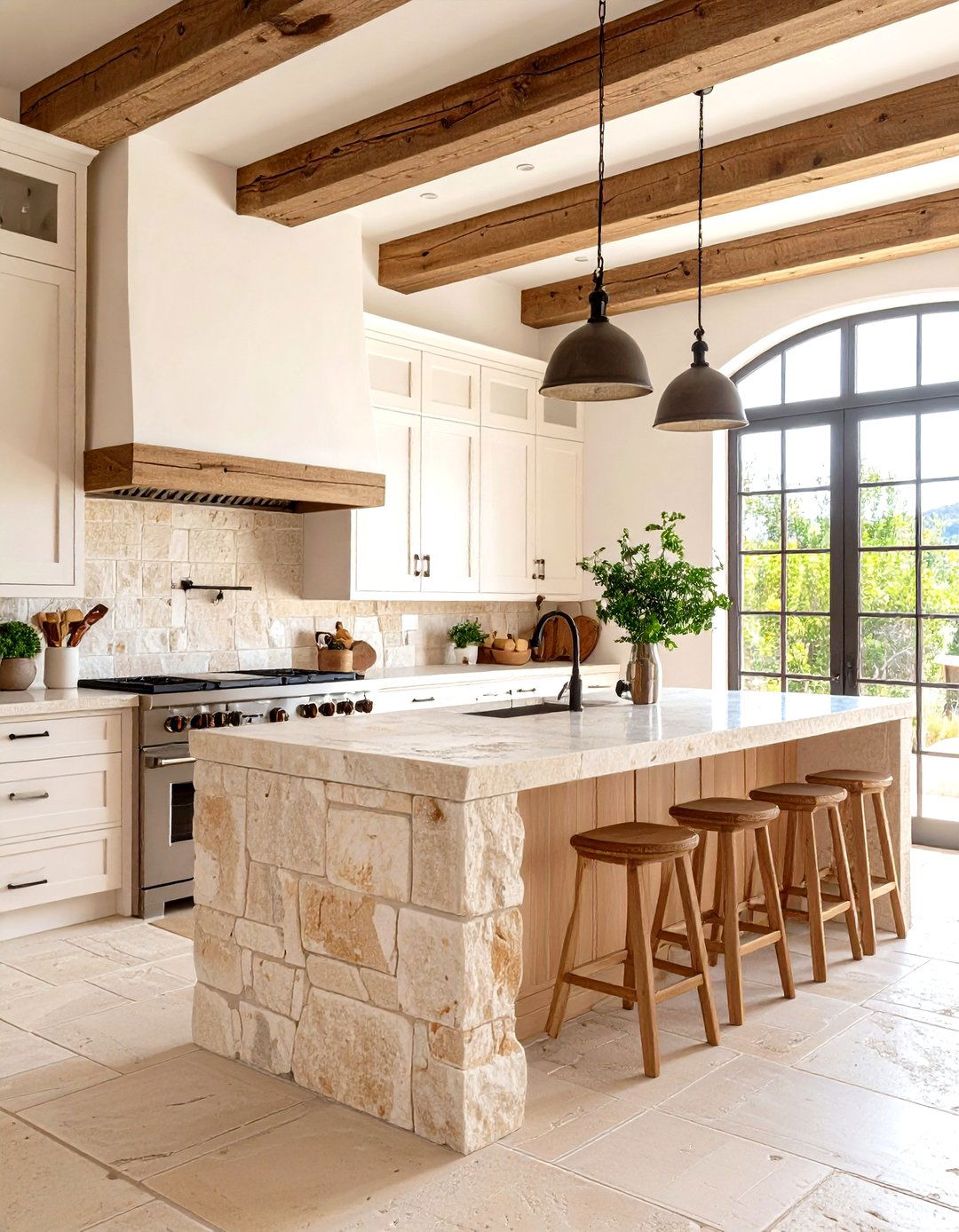 Modern Mediterranean Kitchen with Natural Stone Elements - 20 Modern Kitchen Ideas