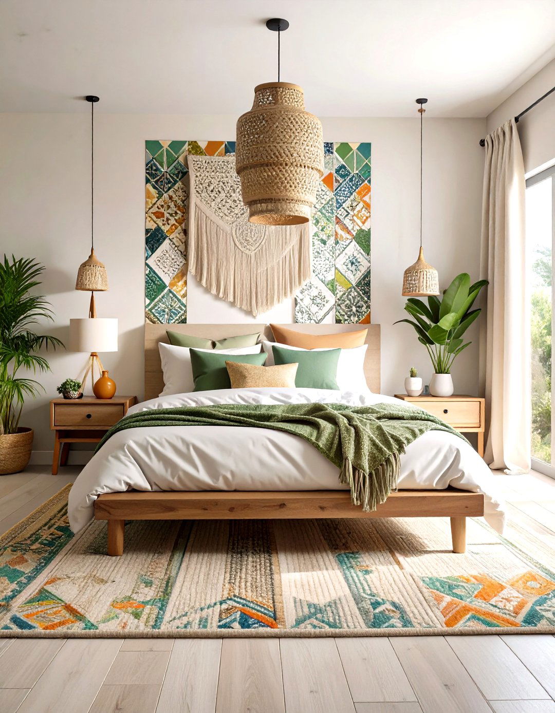 Modern Mexican Bedroom with Talavera Tile Accent Wall - 20 Mexican Bedroom Ideas