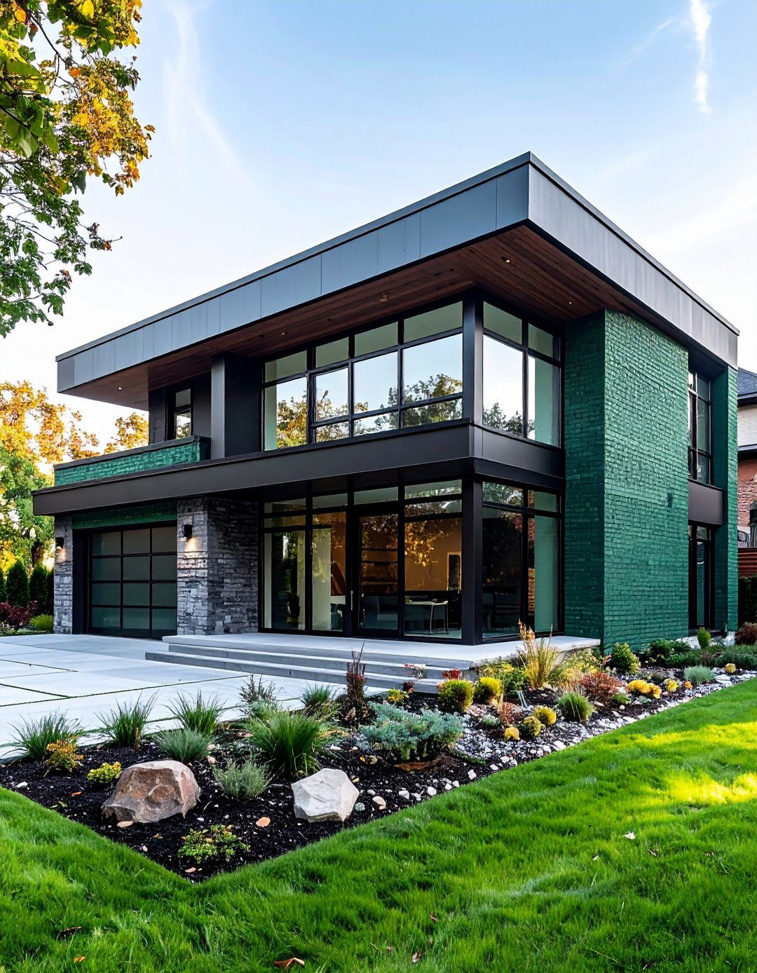 Modern Minimalism - 20 Sage Green Painted Brick House Ideas