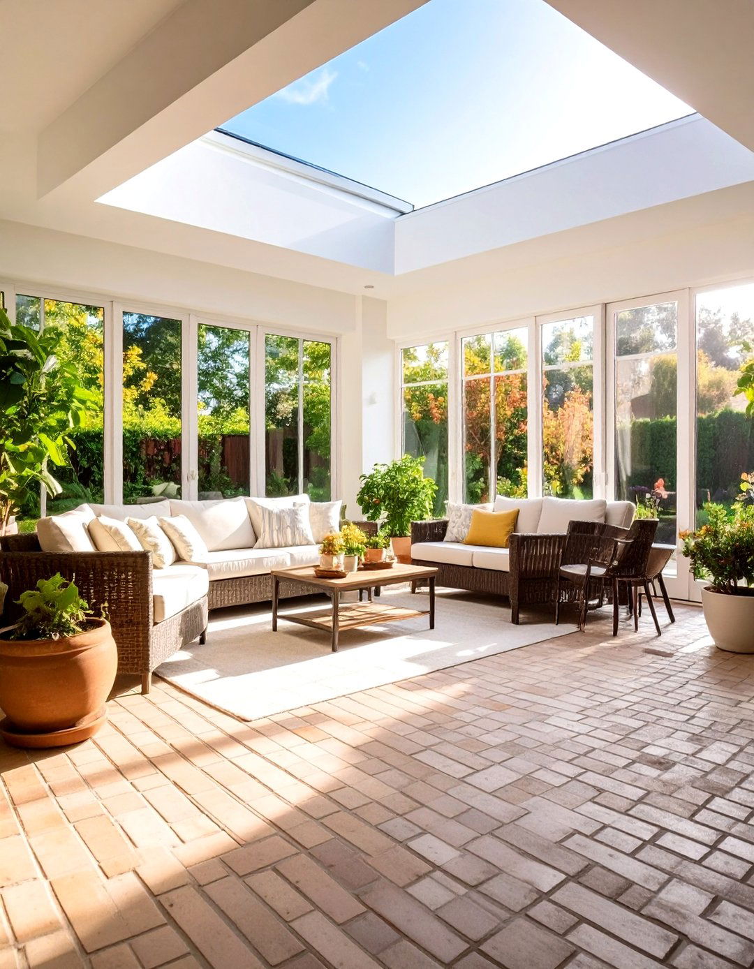 Modern Minimalist Brick Floor Sunroom - 20 Brick Floor Sunroom Ideas