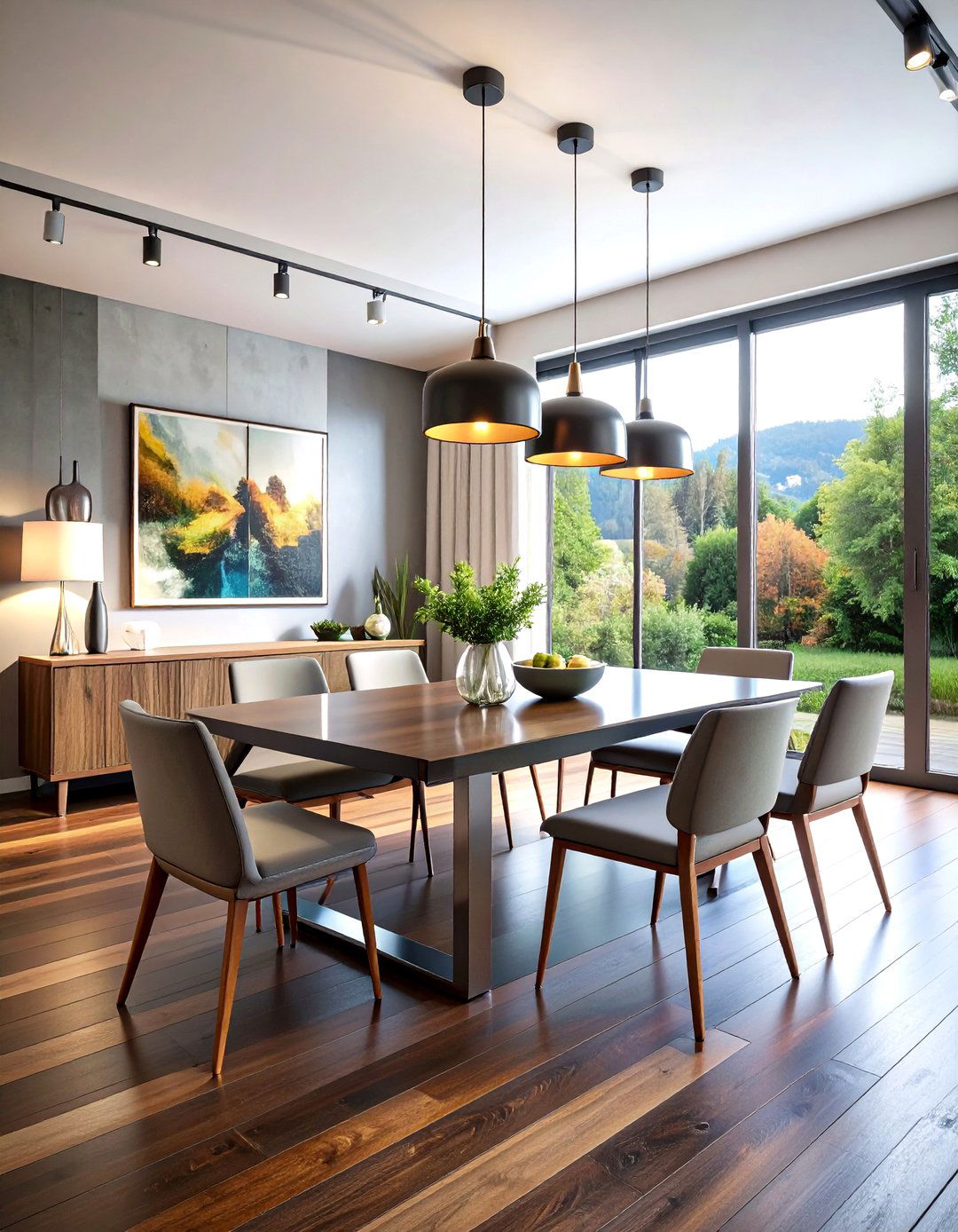 Modern Minimalist Dark Wood Floor Dining Room Design - 20 dark wood floor dining room ideas