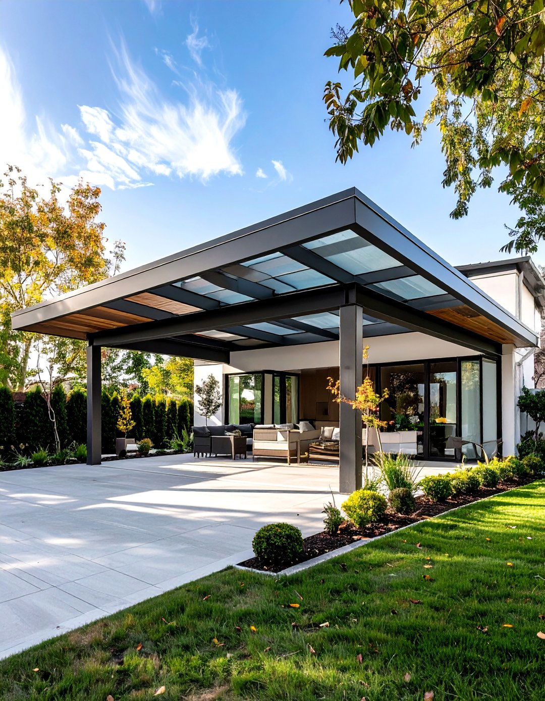 Modern Minimalist Flat Roof Car Porch Design - 20 Car Porch Design Ideas
