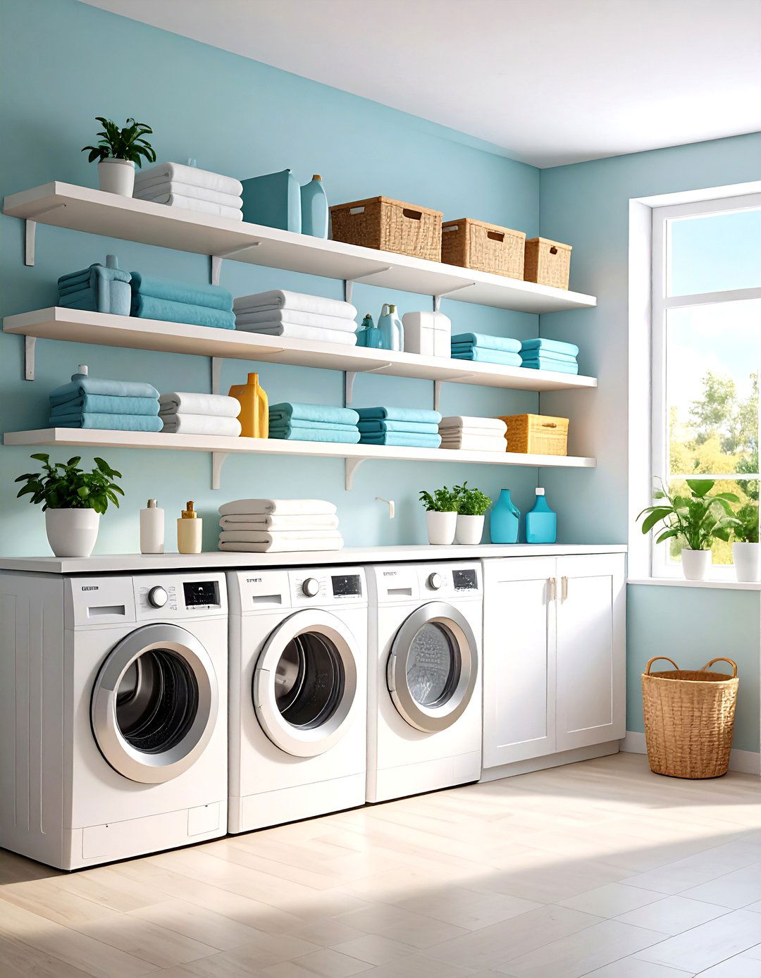 Modern Minimalist Floating Laundry Room Shelf Lines - 20 Laundry Room Shelf Ideas