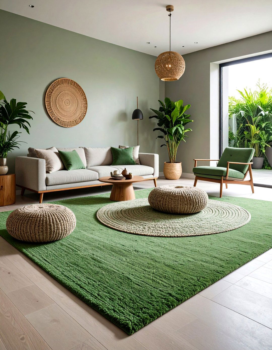 Modern Minimalist Green Carpet Statement - 20 Green Carpet Living Room Ideas