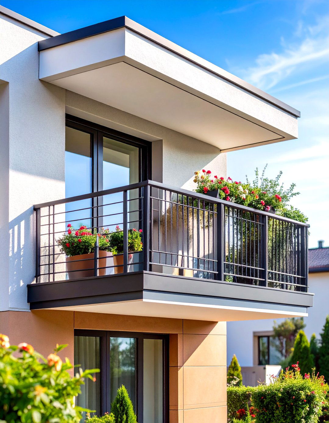 Modern Minimalist Juliet Balcony with Horizontal Lines - 20 Juliet Balcony Ideas