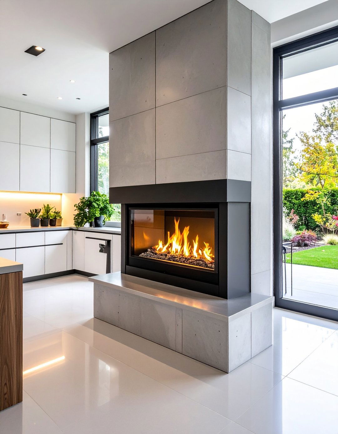 Modern Minimalist Kitchen Fireplace Design - 20 Kitchens With Fireplaces