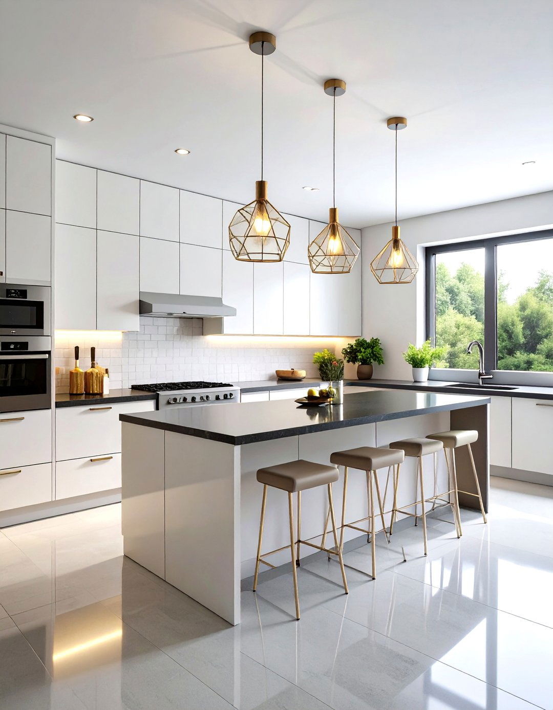 Modern Minimalist Kitchen With Dark Countertops and Light Cabinets - 20 kitchen with dark countertops and light cabinets