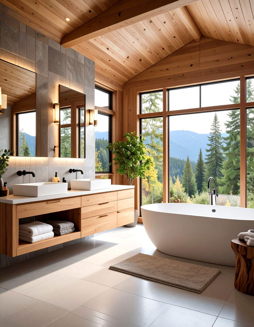 Modern Minimalist Log Cabin Bathroom - 20 Log Cabin Bathroom Ideas