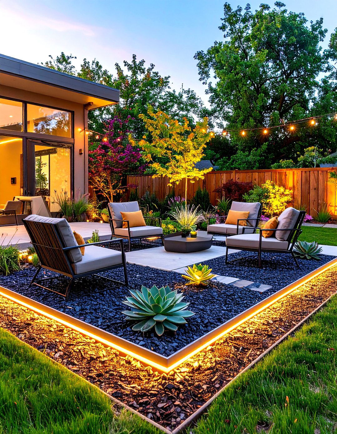 Modern Minimalist Mulch Patio with Concrete Accents - 20 mulch patio ideas