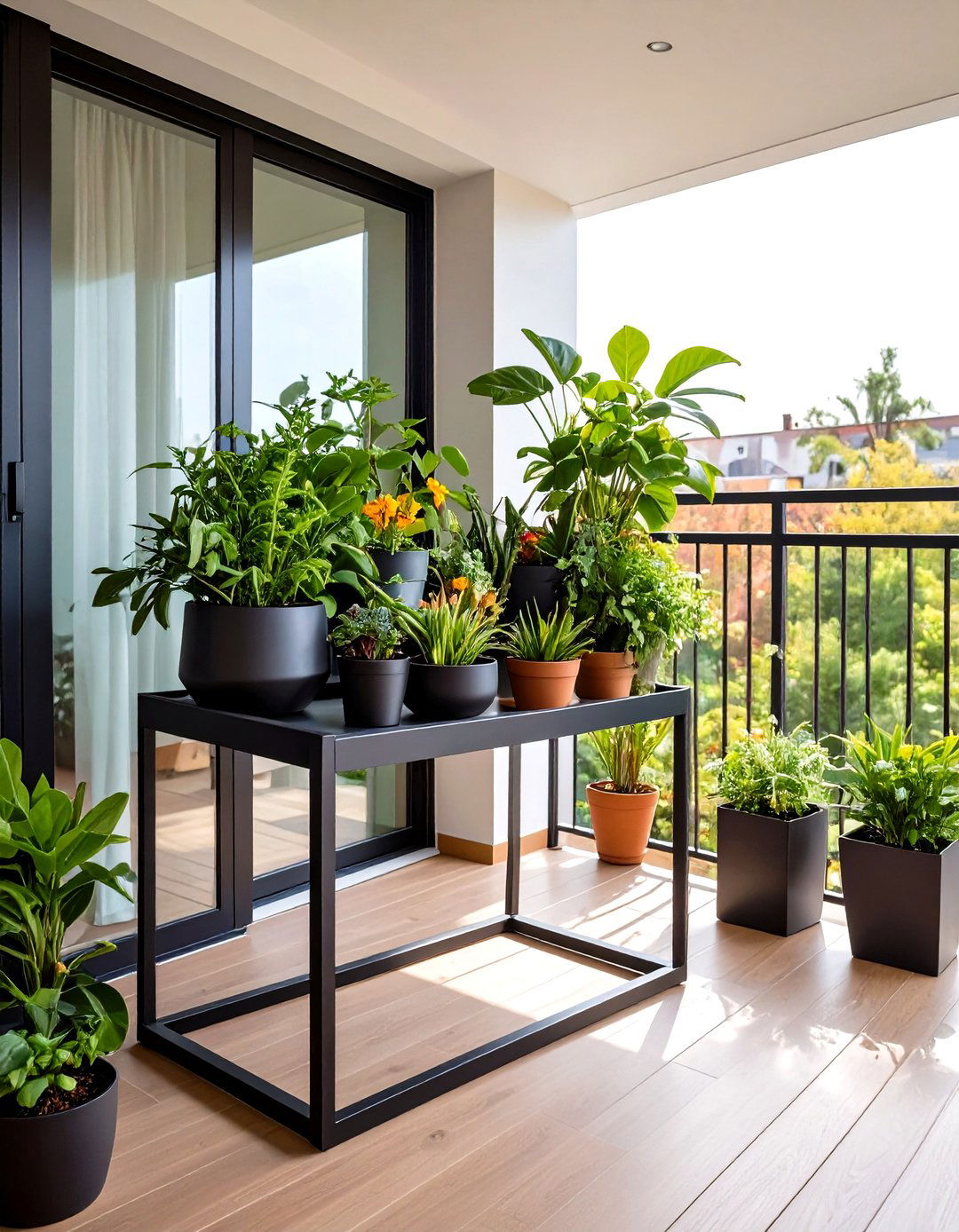 Modern Minimalist Outdoor Plant Stand in Black Metal - 20 Outdoor Plant Stand Ideas