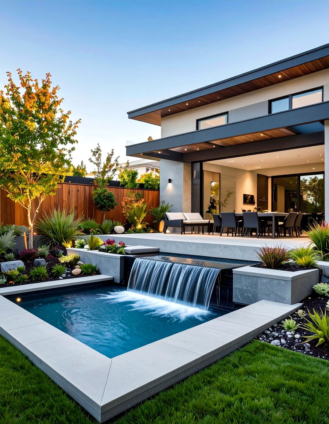 Modern Minimalist Pondless Waterfall - 20 Pondless Waterfall Ideas