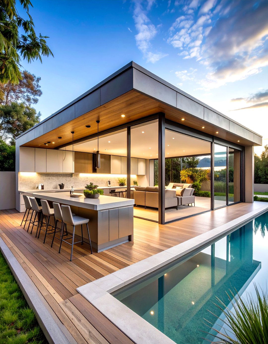 Modern Minimalist Pool House With Outdoor Kitchen - 20 Pool House With Outdoor Kitchen Ideas