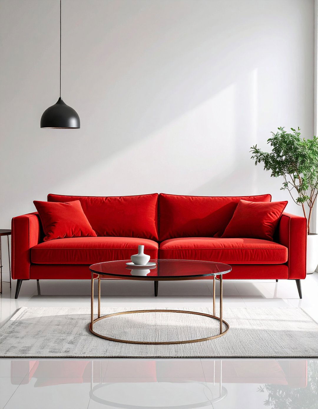 Modern Minimalist Red Couch Living Room - 20 Red Couch Living Room Ideas
