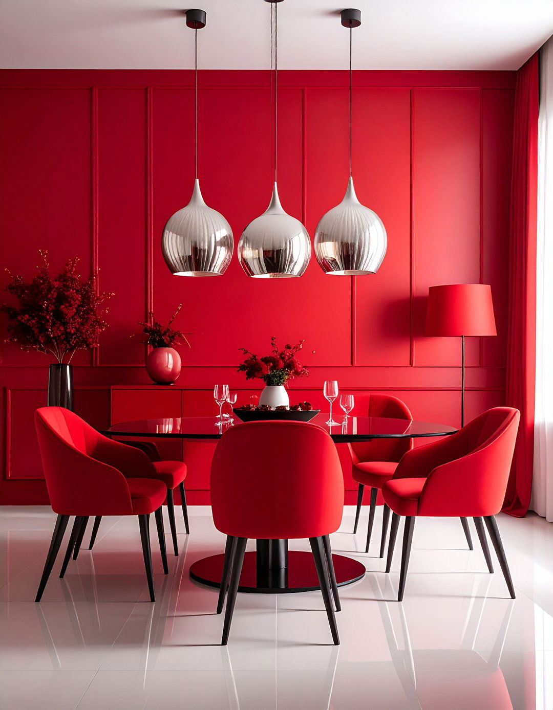 Modern Minimalist Red Dining Room - 20 Red Dining Room Ideas