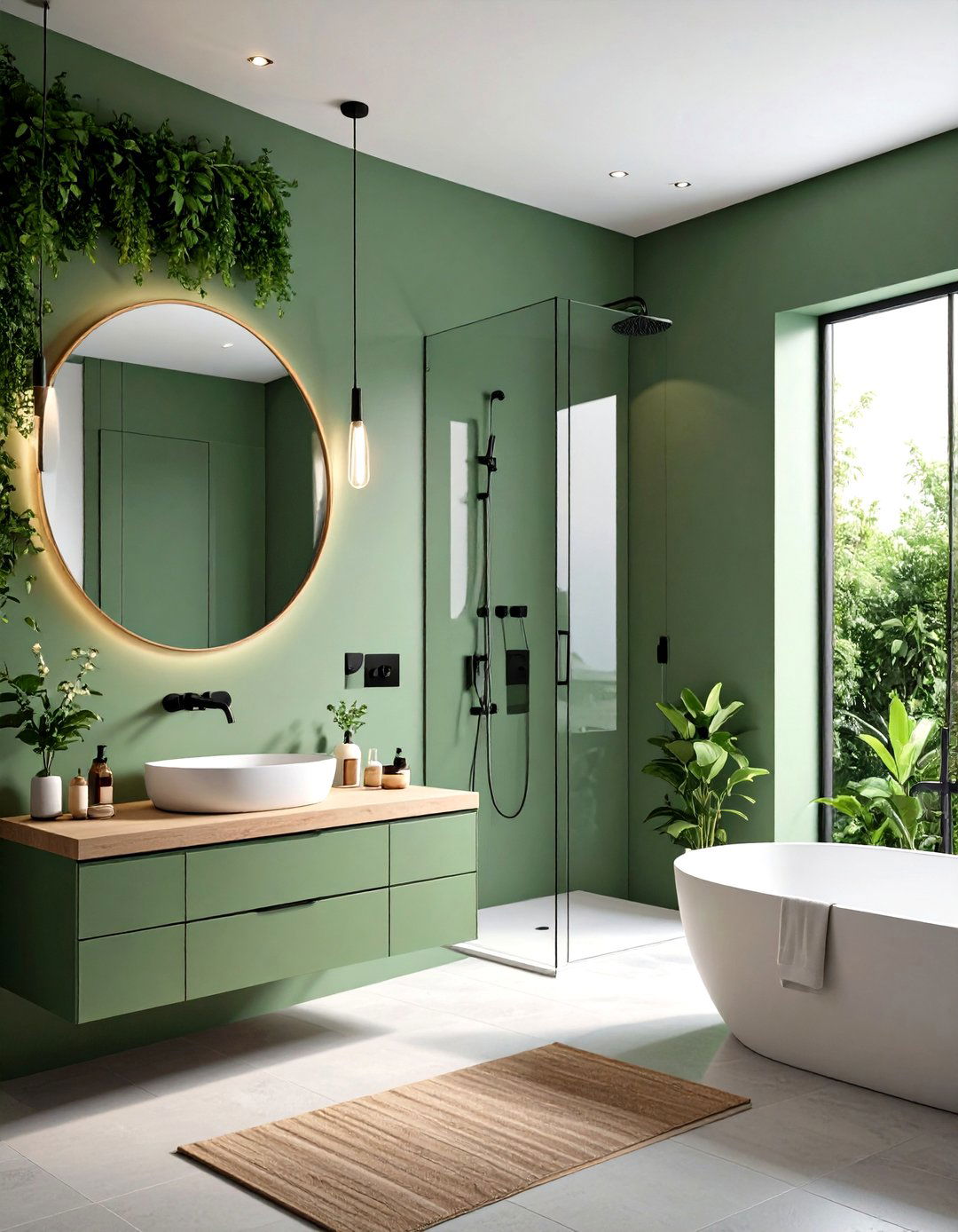 Modern Minimalist Sage Green Bathroom - 20 Sage Green Bathroom Ideas