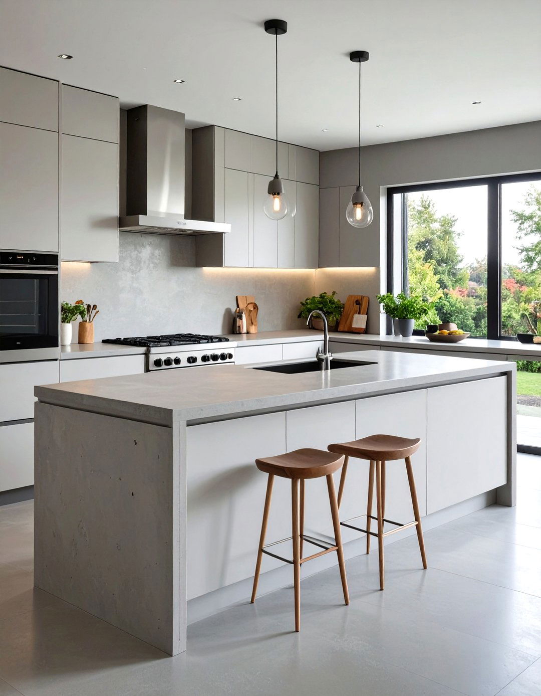 Modern Minimalist Stucco with Concrete Countertops - 20 Stucco Outdoor Kitchen Ideas