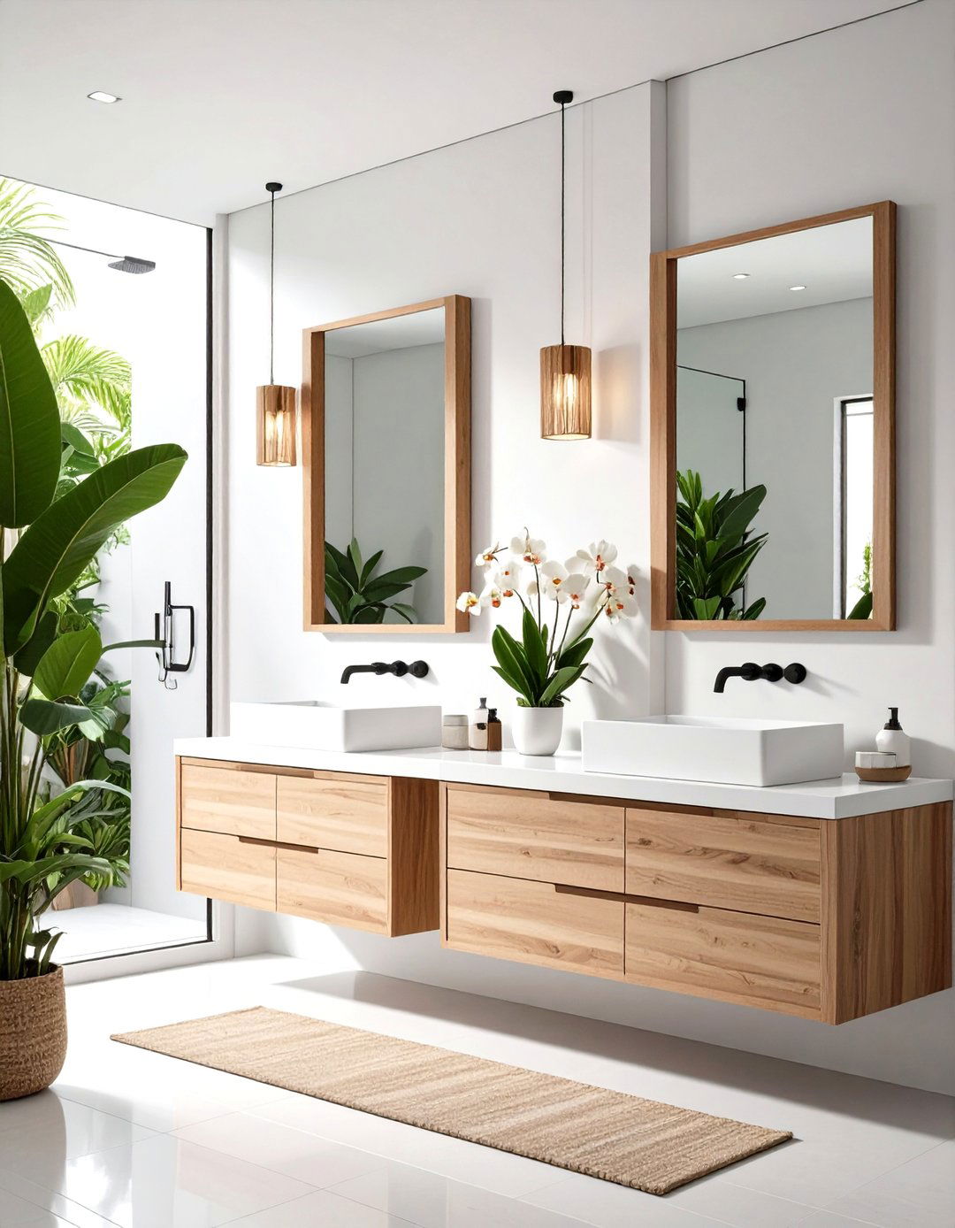 Modern Minimalist Tropical Bathroom Retreat - 20 Tropical Bathroom Ideas