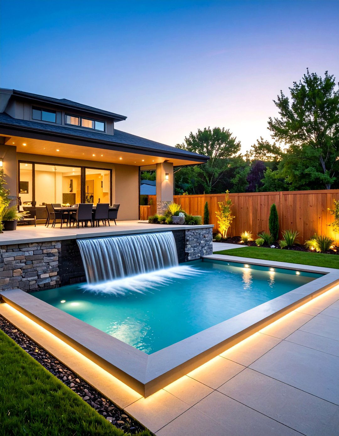 Modern Minimalist Waterfall Design - 20 Backyard Waterfall Ideas
