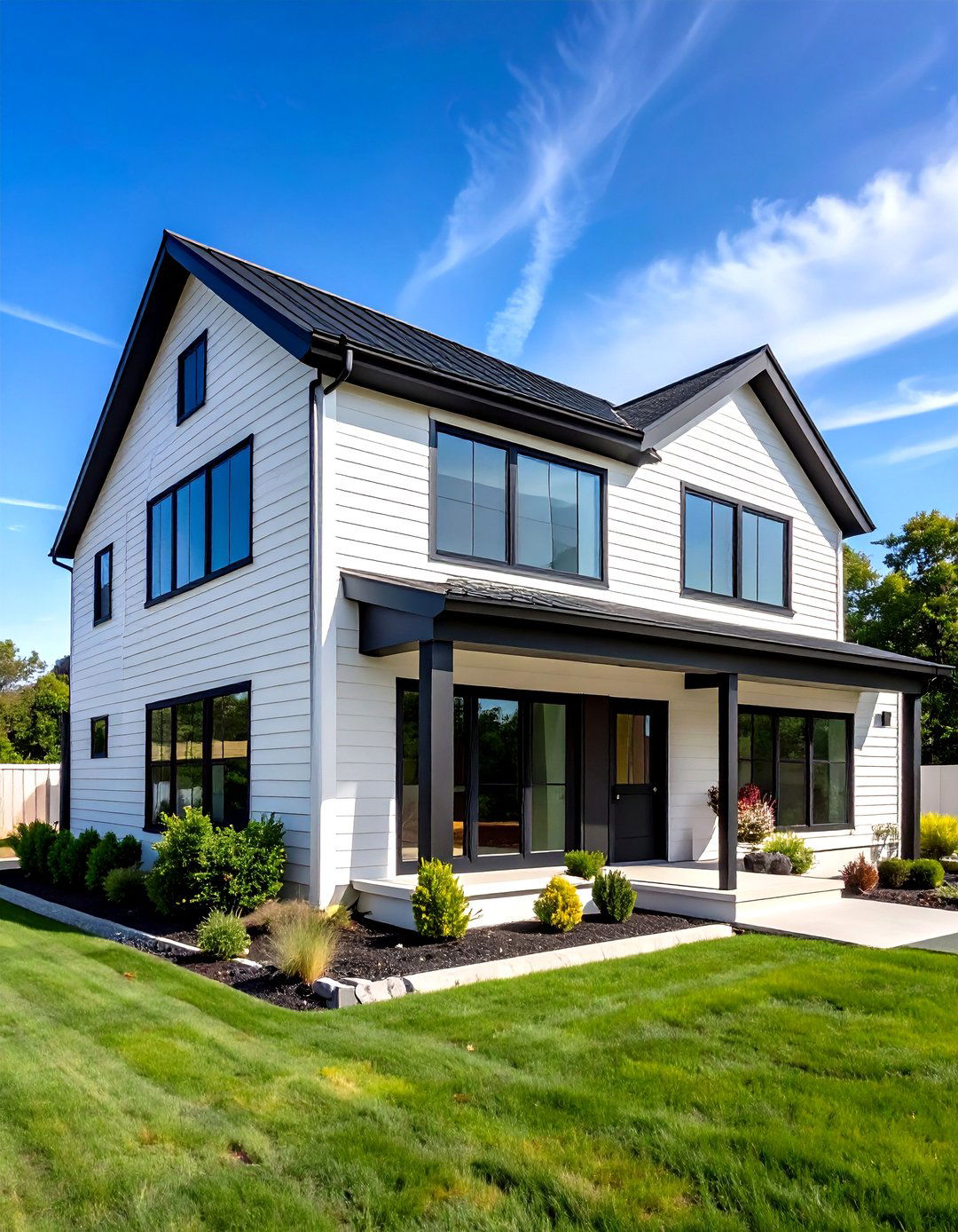 Modern Minimalist White Farmhouse With Black Windows Theme - 20 White Farmhouse With Black Windows Ideas