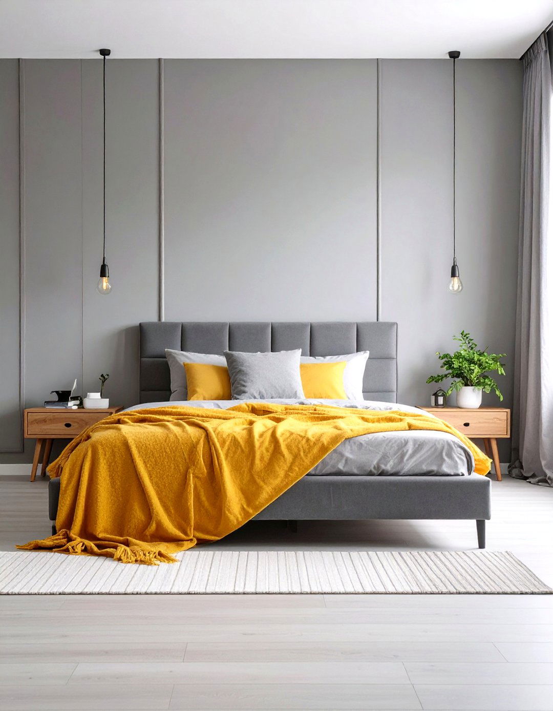 Modern Minimalist Yellow and Grey Bedroom Design - 20 Yellow and Grey Bedroom Ideas