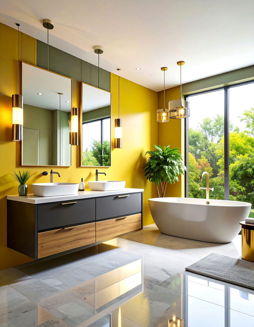 Modern Mixed Metal Accent Bathroom - 20 Modern Bathroom Decor Ideas