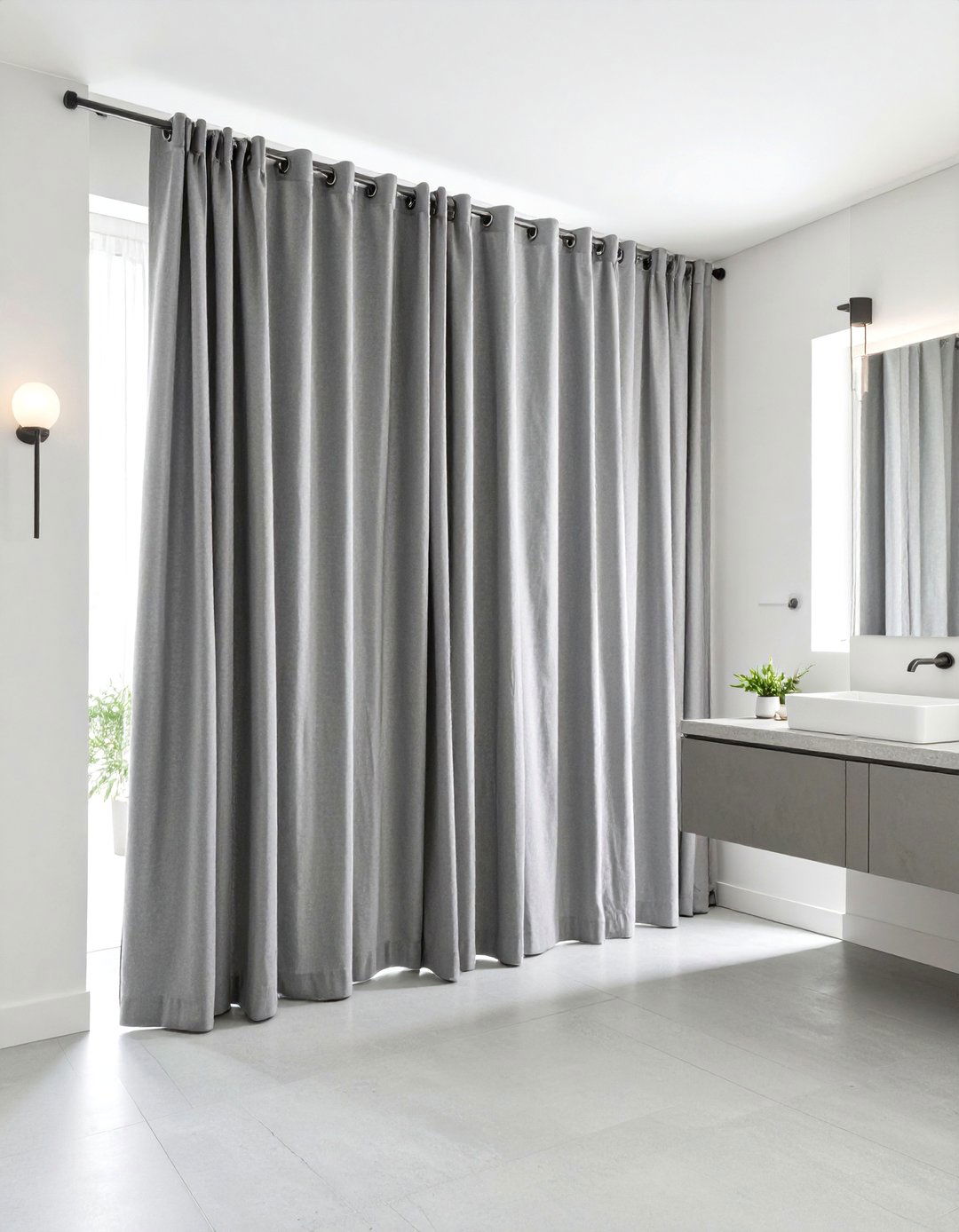 Modern Monochromatic Bathroom Curtain Schemes - 20 bathroom curtain ideas