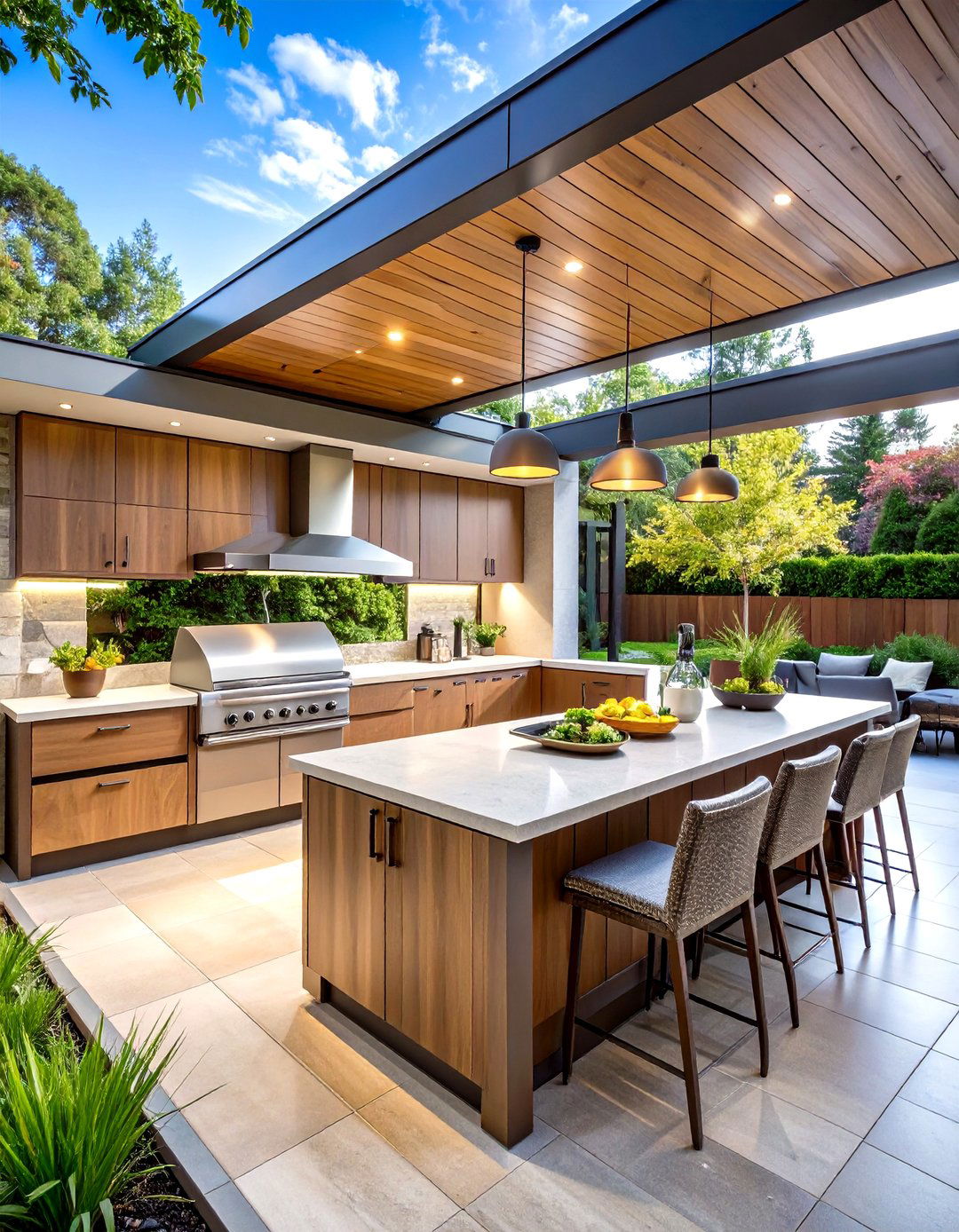 Modern Outdoor Kitchen with Indoor Comfort Features - 20 Modern Kitchen Ideas