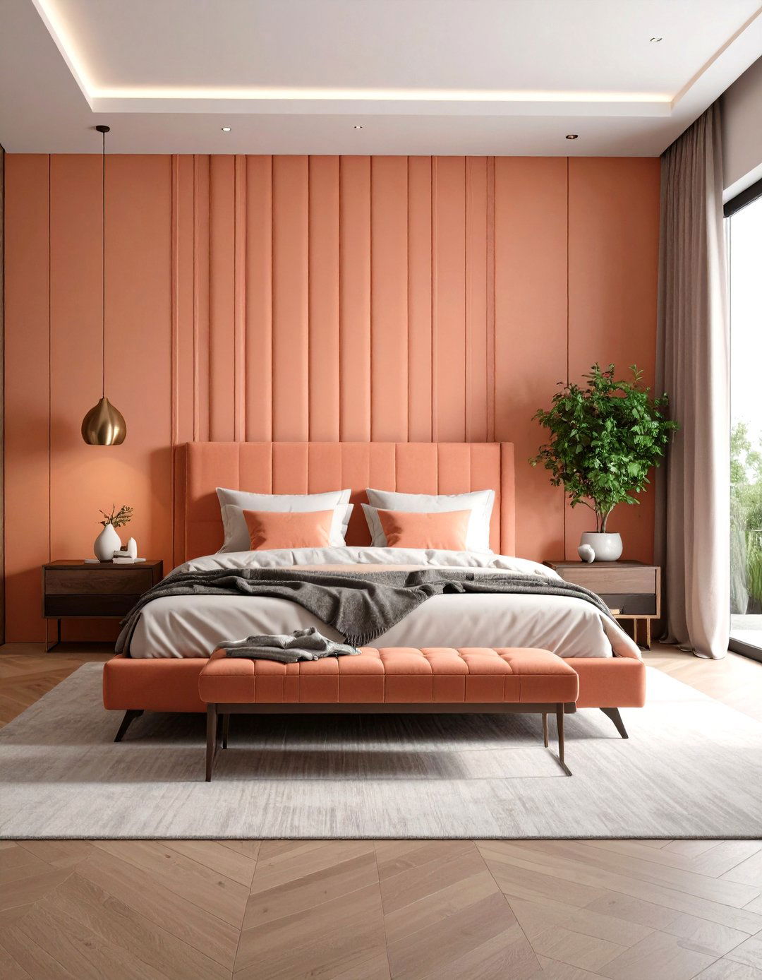 Modern Peach Bedroom Statement - 20 Peach Bedroom Ideas