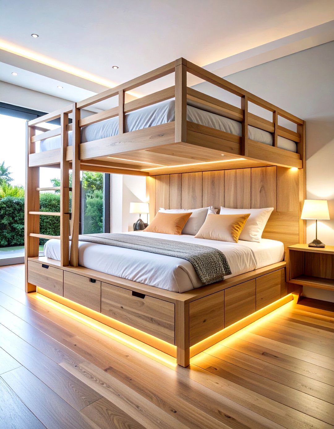 Modern Platform Loft Bed with Integrated Storage - 20 Loft Bed Ideas