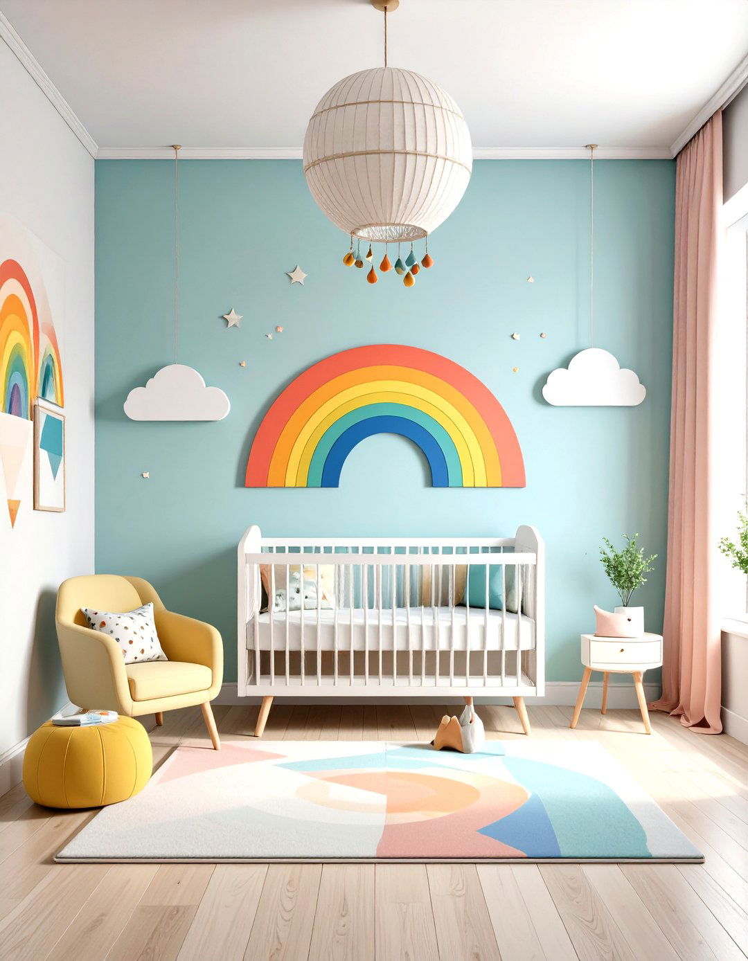 Modern Rainbow Nursery Geometric Design - 20 Rainbow Nursery Ideas