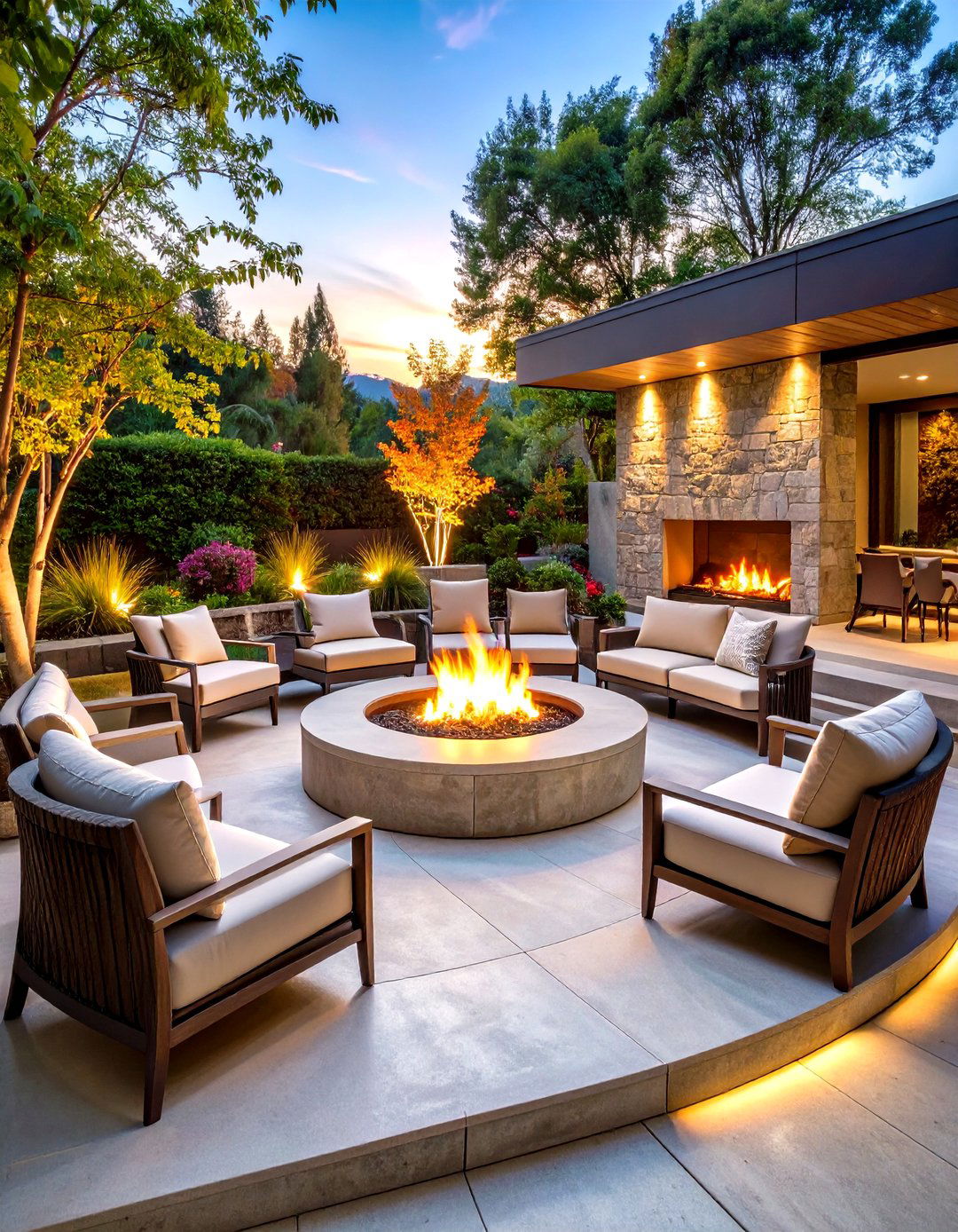 Modern Raised Concrete Patio with Cantilever Overhangs and Geometric Planters - 20 Raised Concrete Patio Ideas