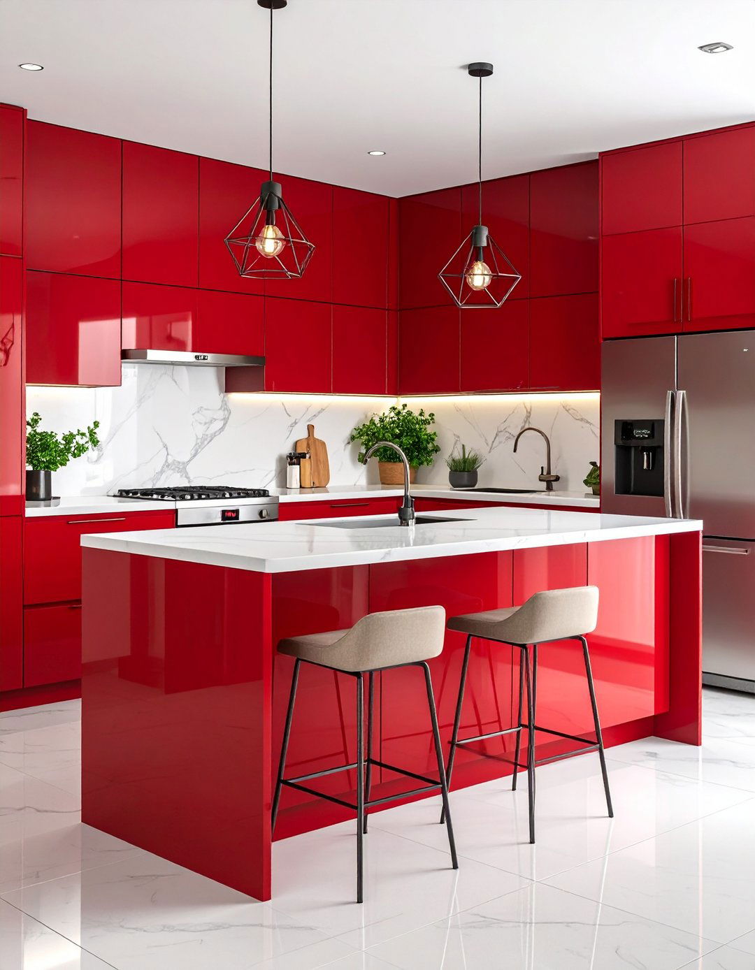 Modern Red Kitchen Contemporary Style - 20 Red Kitchens