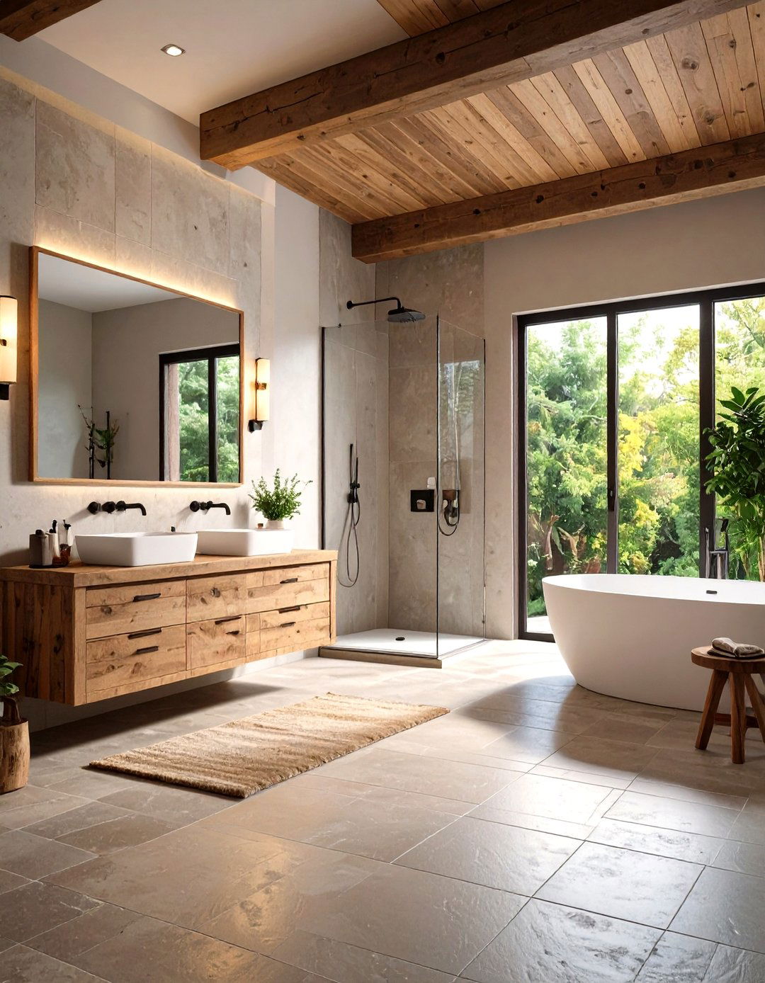 Modern Rustic Bathroom with Contemporary Comfort Features - 20 Rustic Bathroom Ideas
